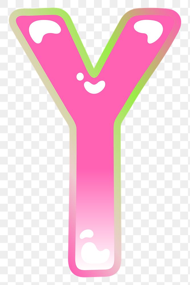 Letter Y png cute cute funky pink font, transparent background