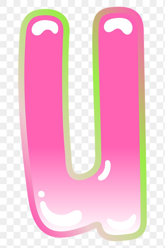 Letter u png cute cute funky pink font, transparent background