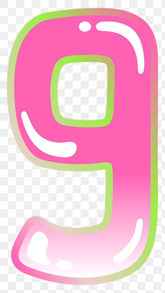Number 9 png cute cute funky pink font, transparent background