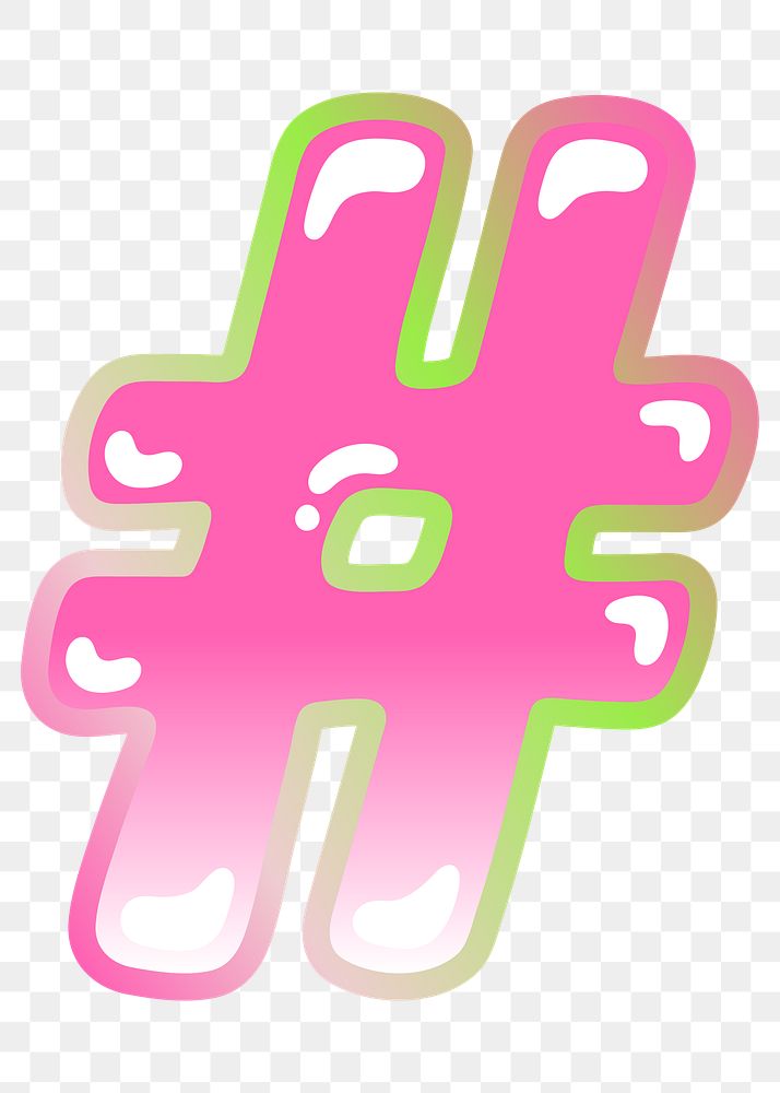 PNG hashtag  sign, funky pink symbol, transparent background