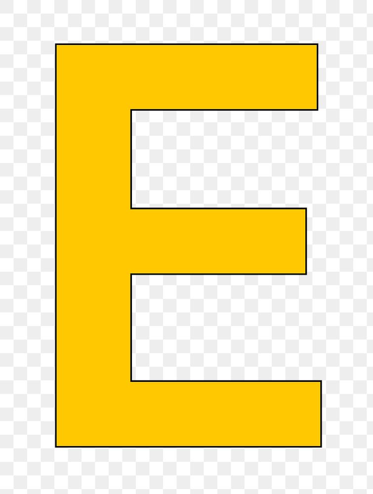 Letter E png yellow font, transparent background