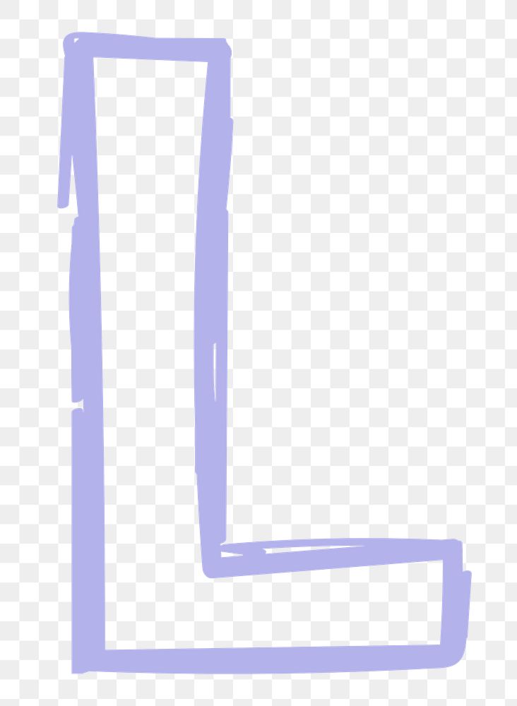 PNG Letter L hand drawn doodle font, transparent background