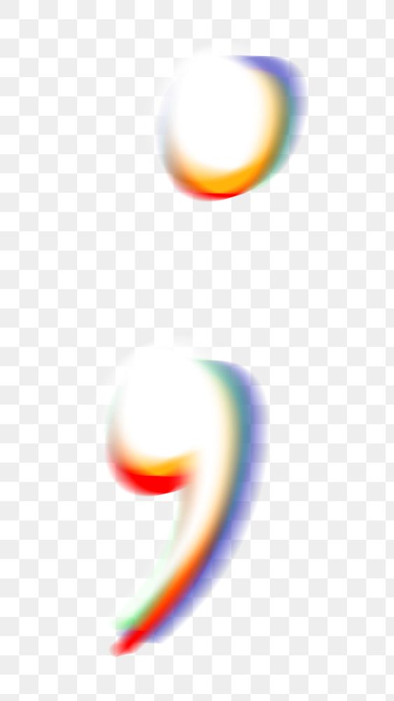 Semicolon png offset color sign, transparent background