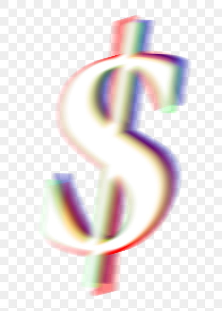 Dollar png offset color sign, transparent background
