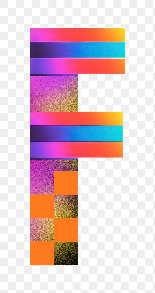 Letter F png funky abstract bold font, transparent background