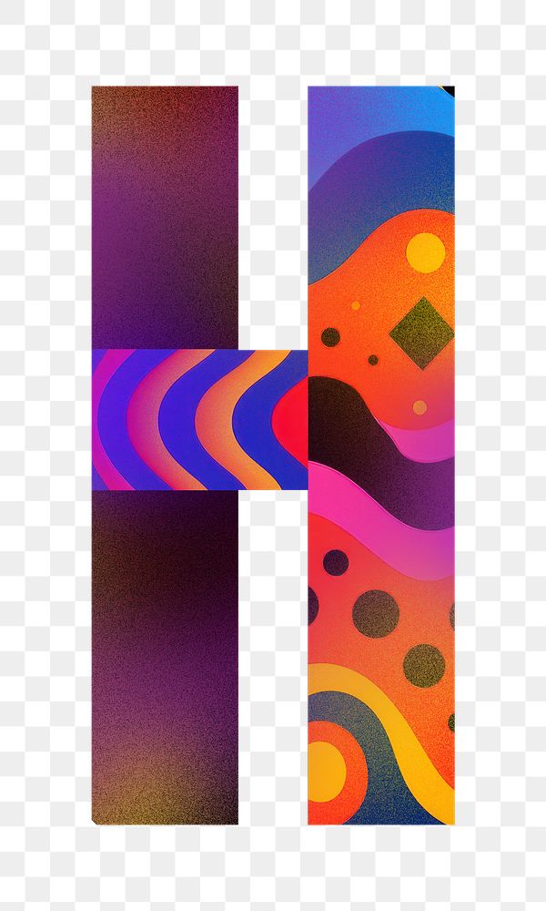 Letter H png funky abstract bold font, transparent background
