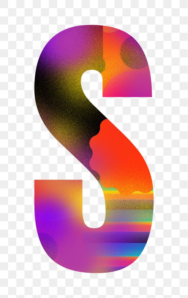 Letter S png funky abstract bold font, transparent background
