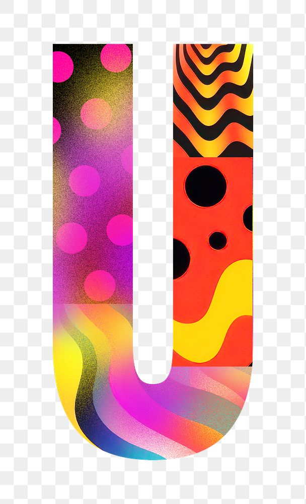 Letter U png funky abstract bold font, transparent background