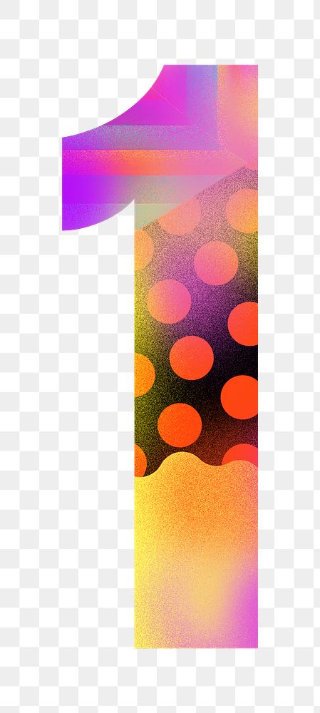 Number 1 png funky abstract bold font, transparent background