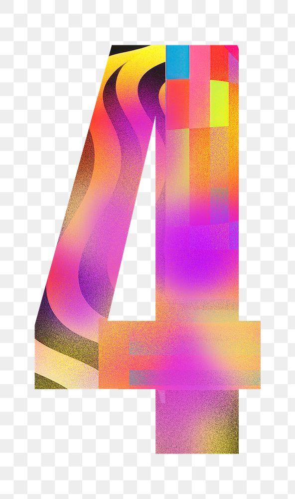 Number 4 png funky abstract bold font, transparent background