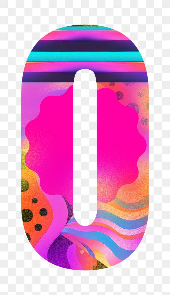 Number 0 png funky abstract bold font, transparent background