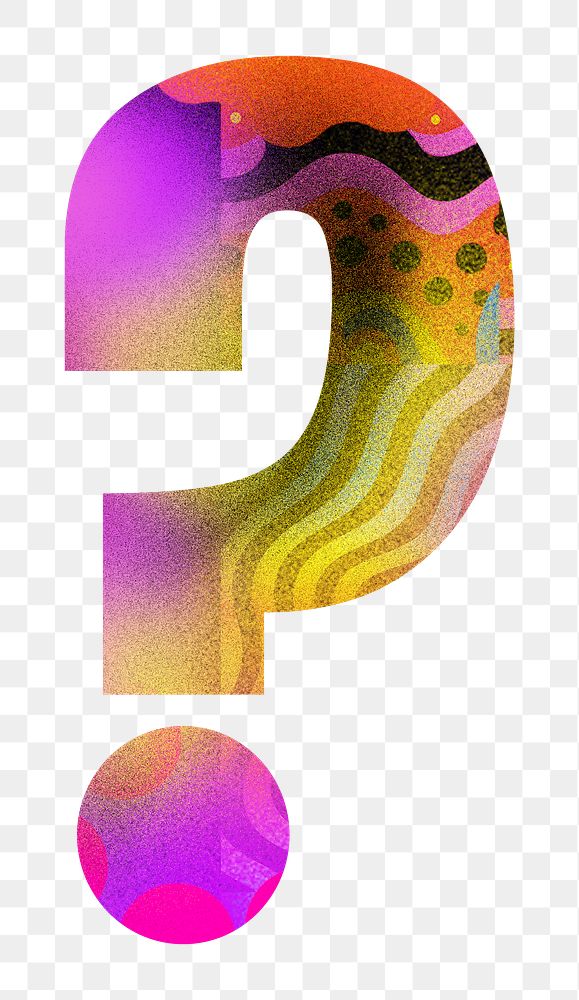 Question mark sign png funky abstract bold symbol, transparent background