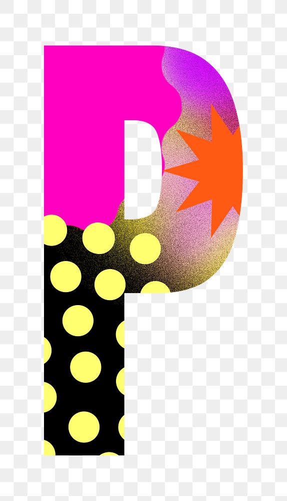 Letter P png funky abstract bold font, transparent background