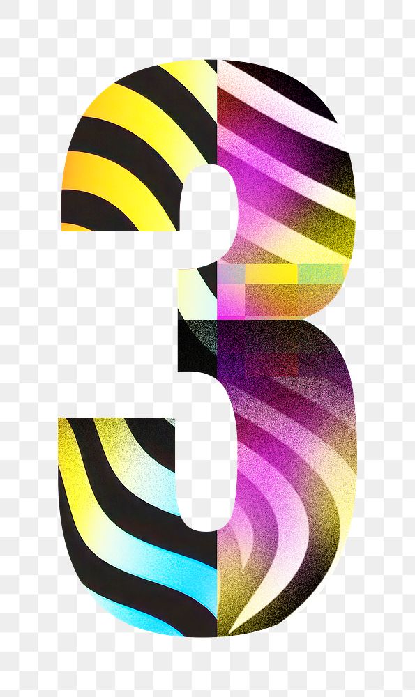 Number 3 png funky abstract bold font, transparent background