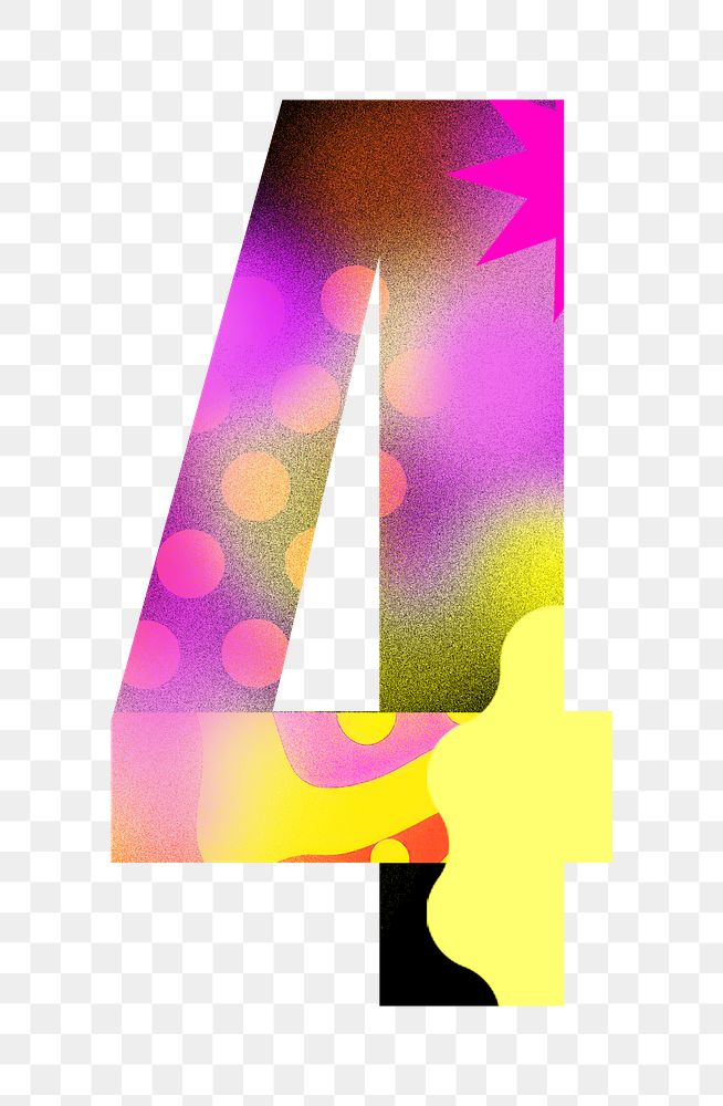 Number 4 png funky abstract bold font, transparent background