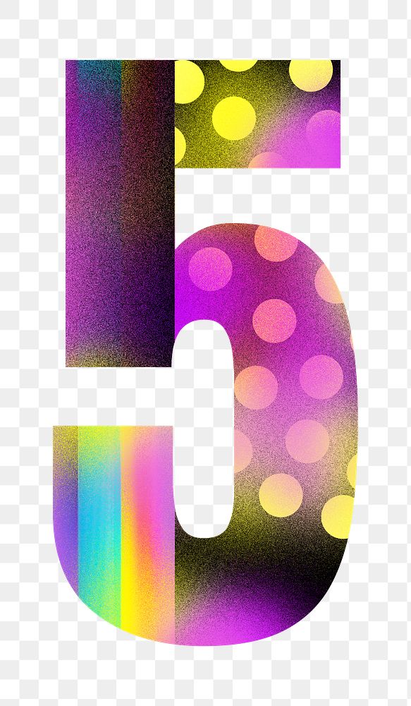 Number 5 png funky abstract bold font, transparent background