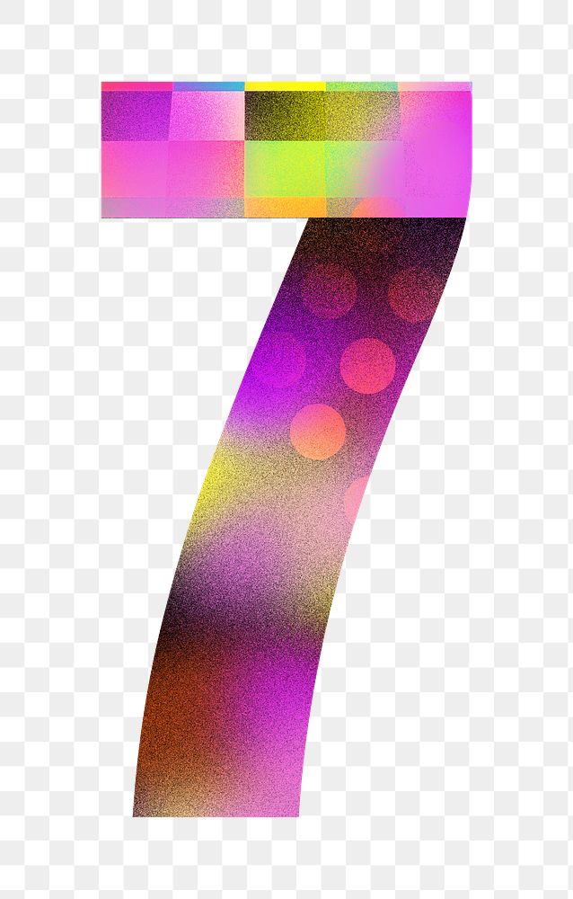Number 7 png funky abstract bold font, transparent background
