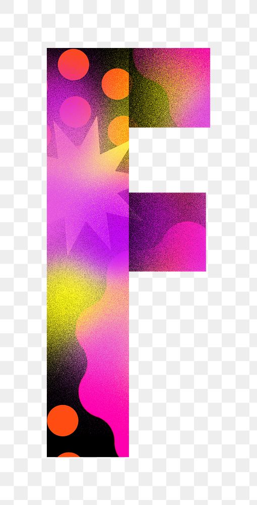 Letter F png funky abstract bold font, transparent background