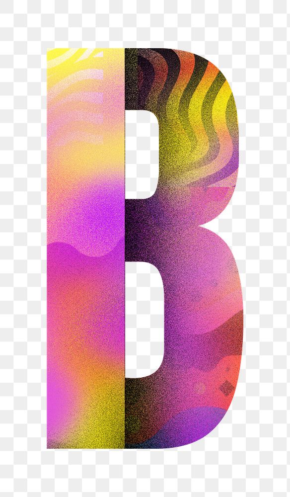 Letter B png funky abstract bold font, transparent background
