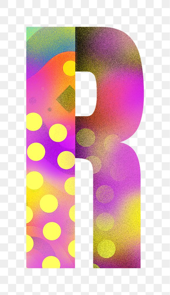 Letter R png funky abstract bold font, transparent background