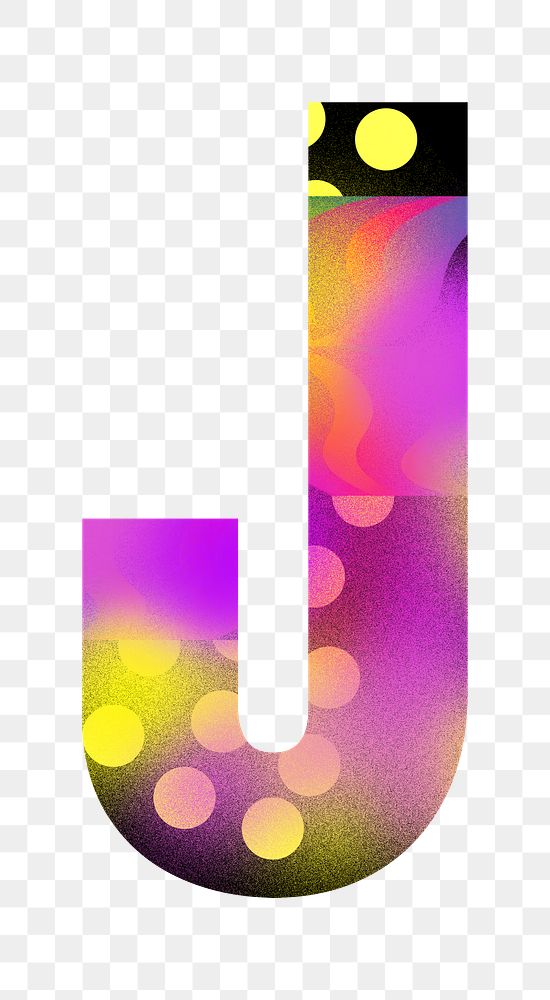 Letter J png funky abstract bold font, transparent background
