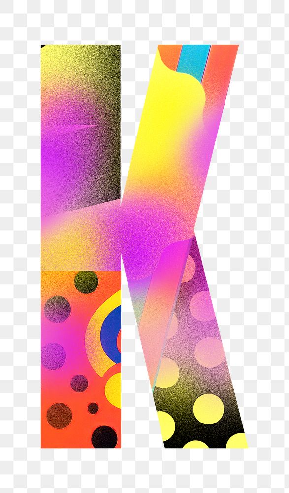 Letter K png funky abstract bold font, transparent background