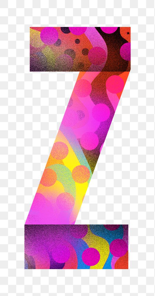 Letter Z png funky abstract bold font, transparent background