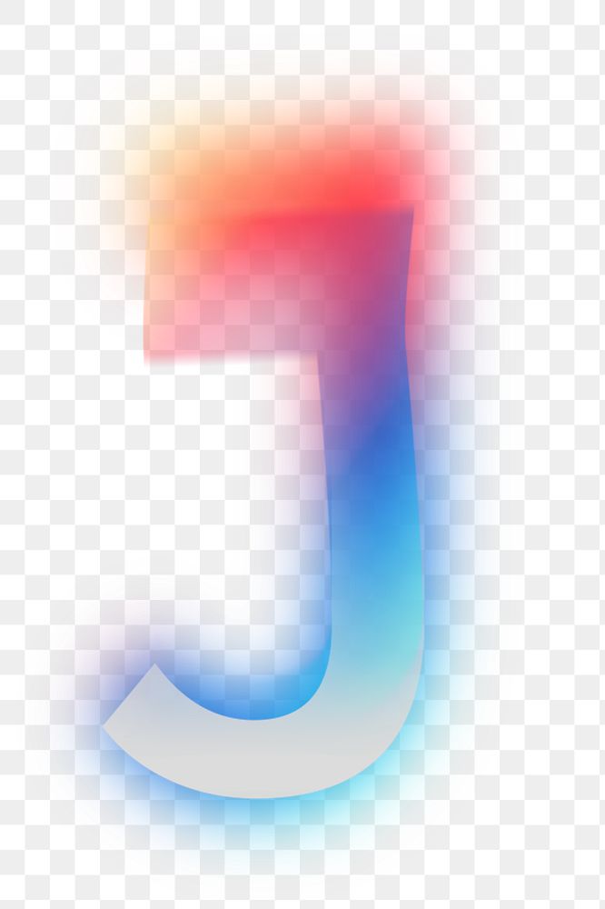 Letter J  png offset color font, transparent background