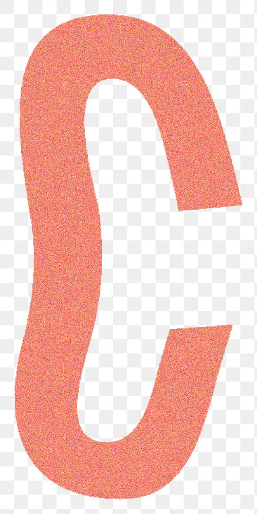 Letter c  png  orange distort font, transparent background