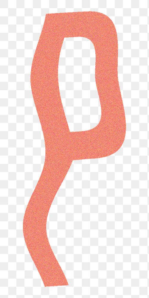 Letter P  png  orange distort font, transparent background