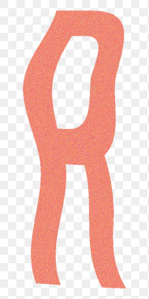 Letter R  png  orange distort font, transparent background