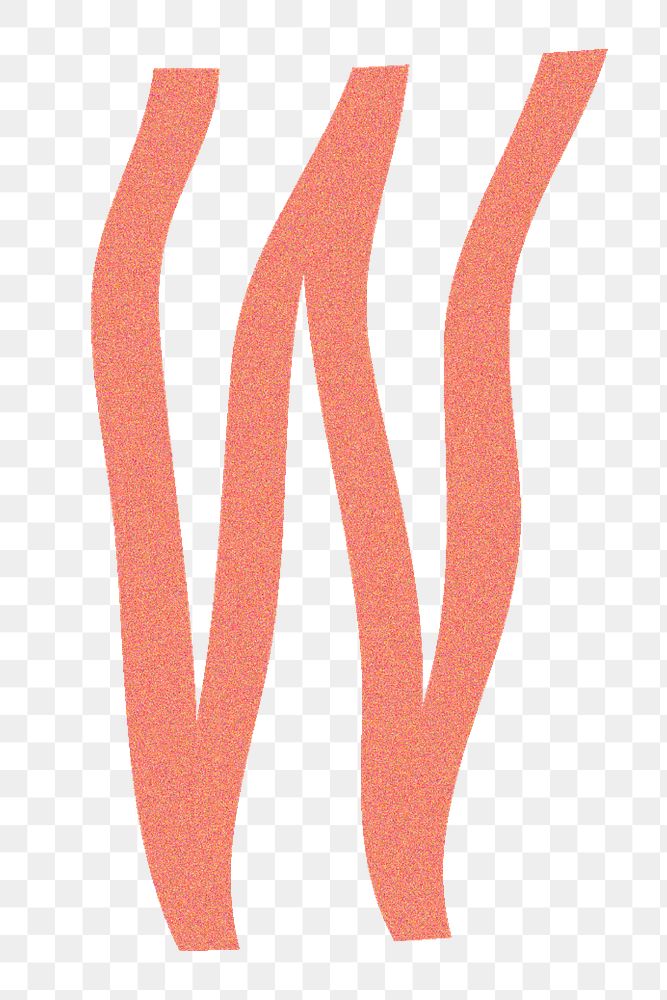 Letter W  png  orange distort font, transparent background