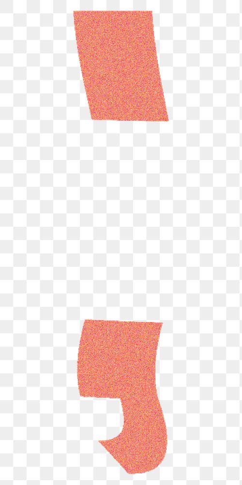 Semicolon png  orange distort sign, transparent background