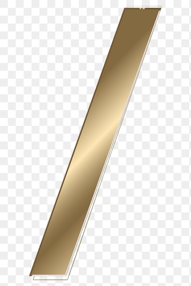 Slash png gold metallic symbol, transparent background