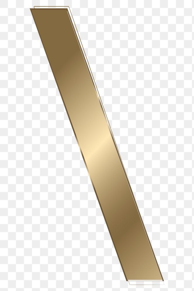 Backslash png gold metallic symbol, transparent background