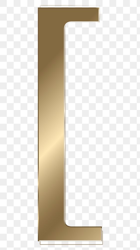 Square bracket png gold metallic symbol, transparent background