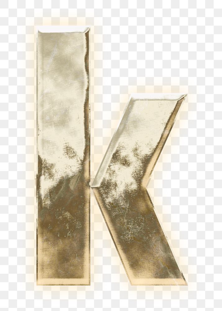 Letter k png gold font, transparent background