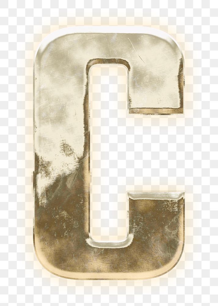 Letter C png gold font, transparent background