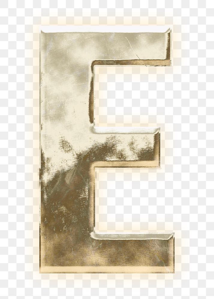 Letter E png gold font, transparent background