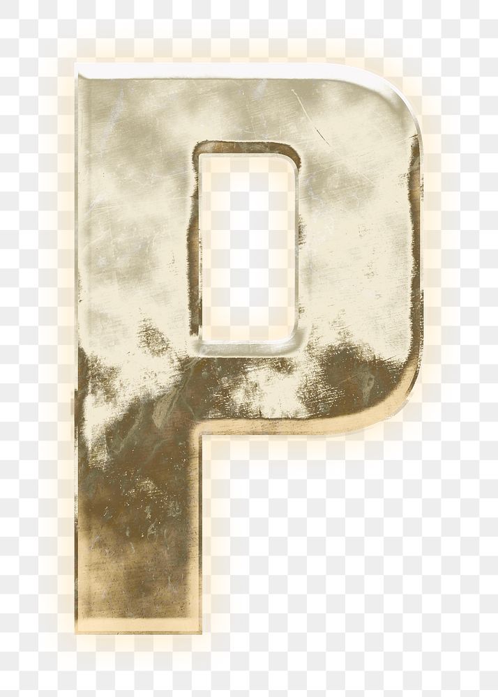 Letter P png gold font, transparent background