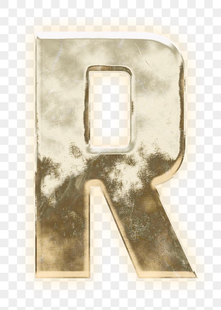 Letter R png gold font, transparent background