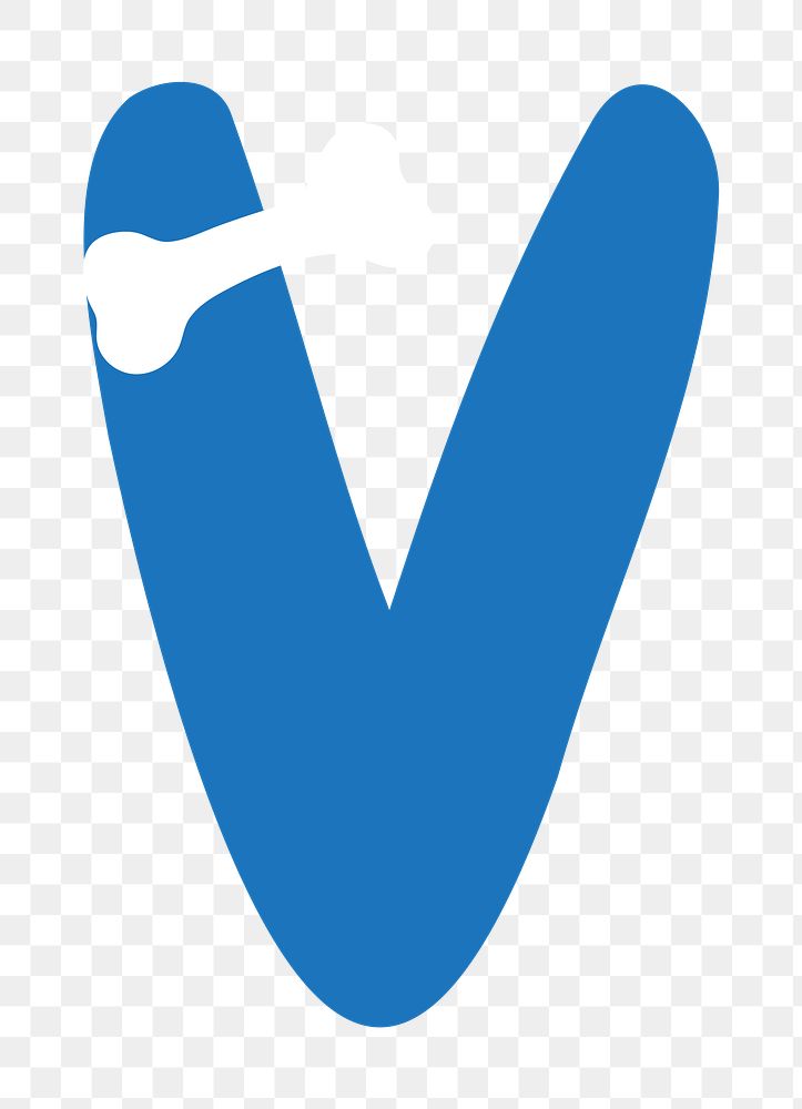 Letter V png blue font, transparent background