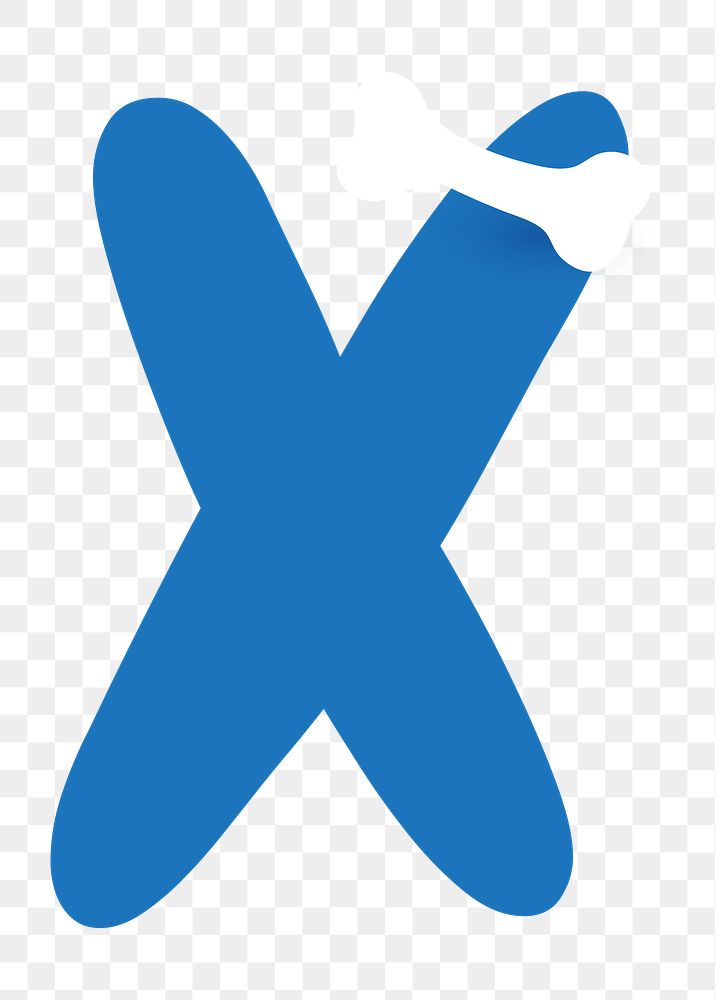 Letter X png blue font, transparent background