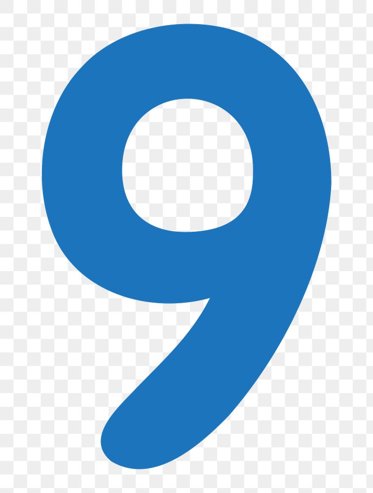 Number 9 png blue font, transparent background