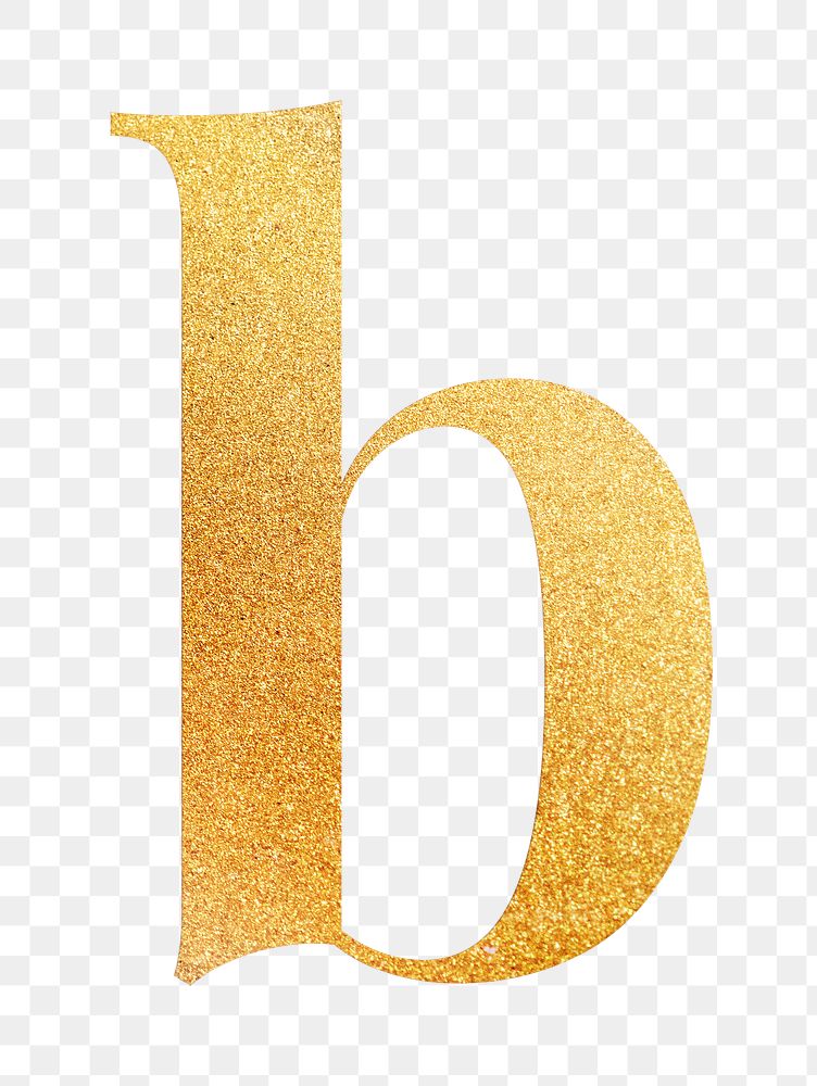 Letter b png gold foil alphabet, transparent background