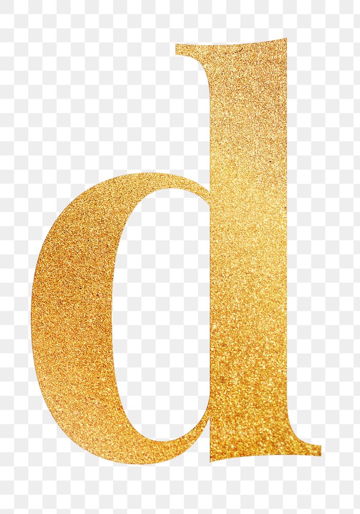 Letter d png gold foil alphabet, transparent background