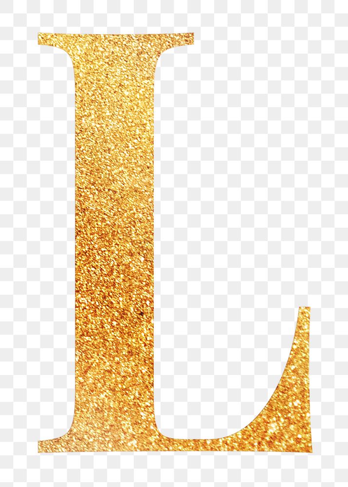 Letter l png gold foil alphabet, transparent background