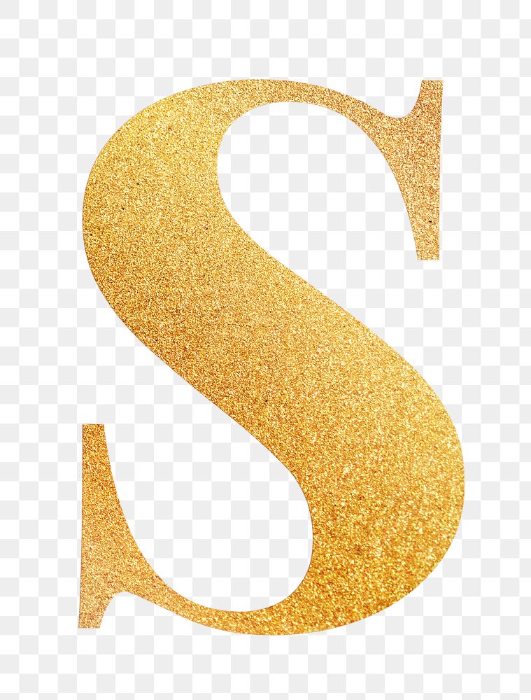 Letter s png gold foil alphabet, transparent background