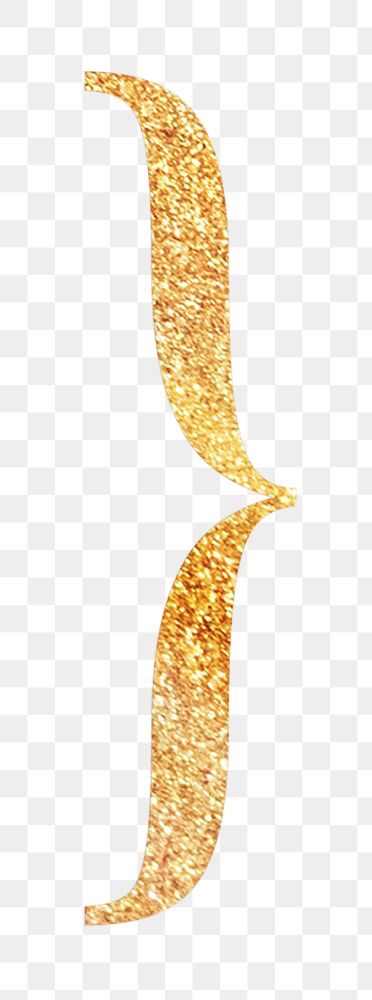 Curly bracket sign png gold foil symbol, transparent background