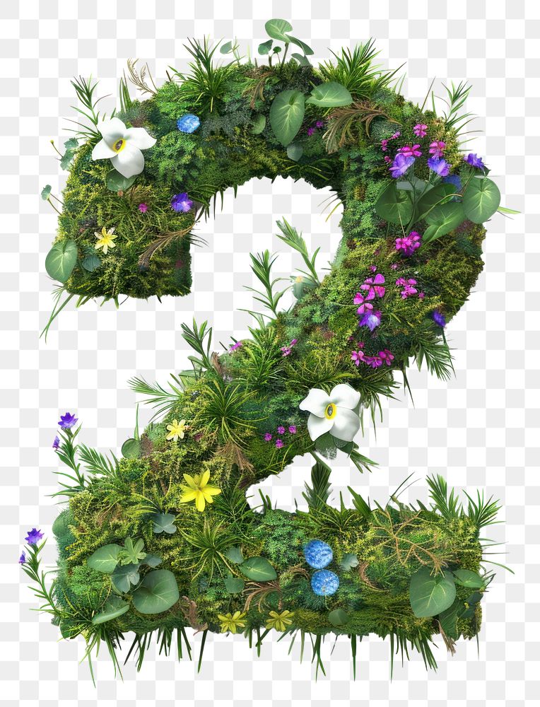 PNG  2 Number wreath plant text.